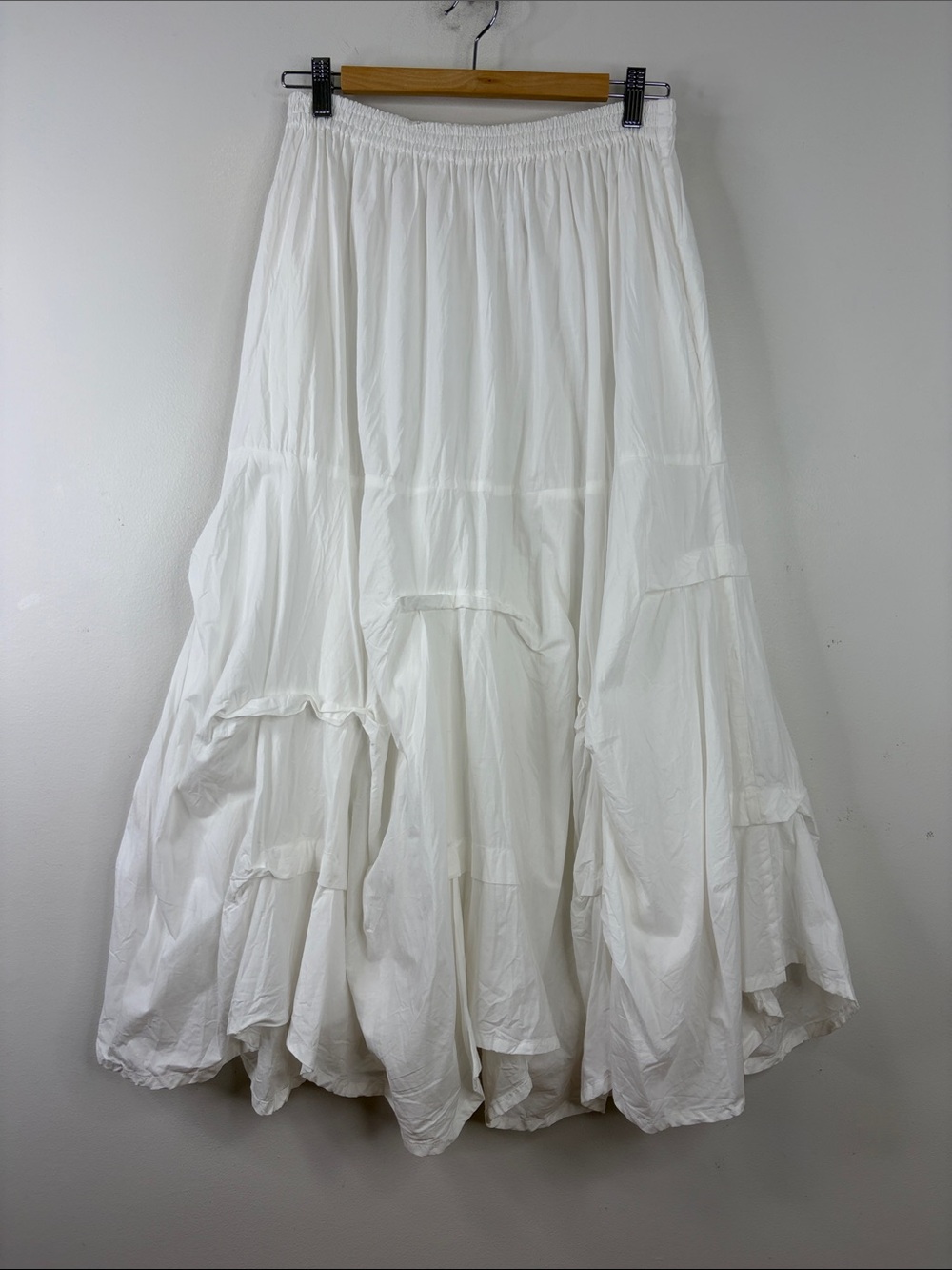 Kaliyana Skirt Womens Medium Large XL White Cotton Ruffle Peasant Long Maxi